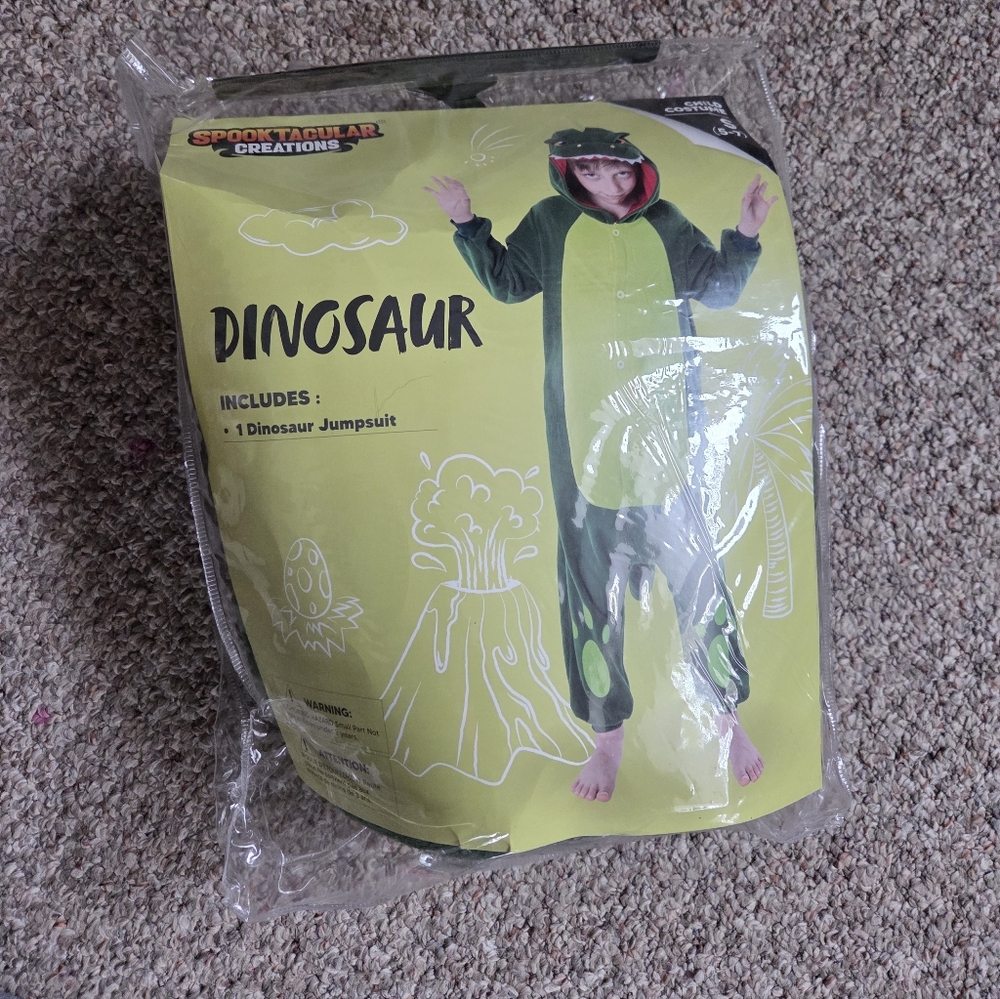 Green Fleece Dinosaur Kids Costume Small 5-7